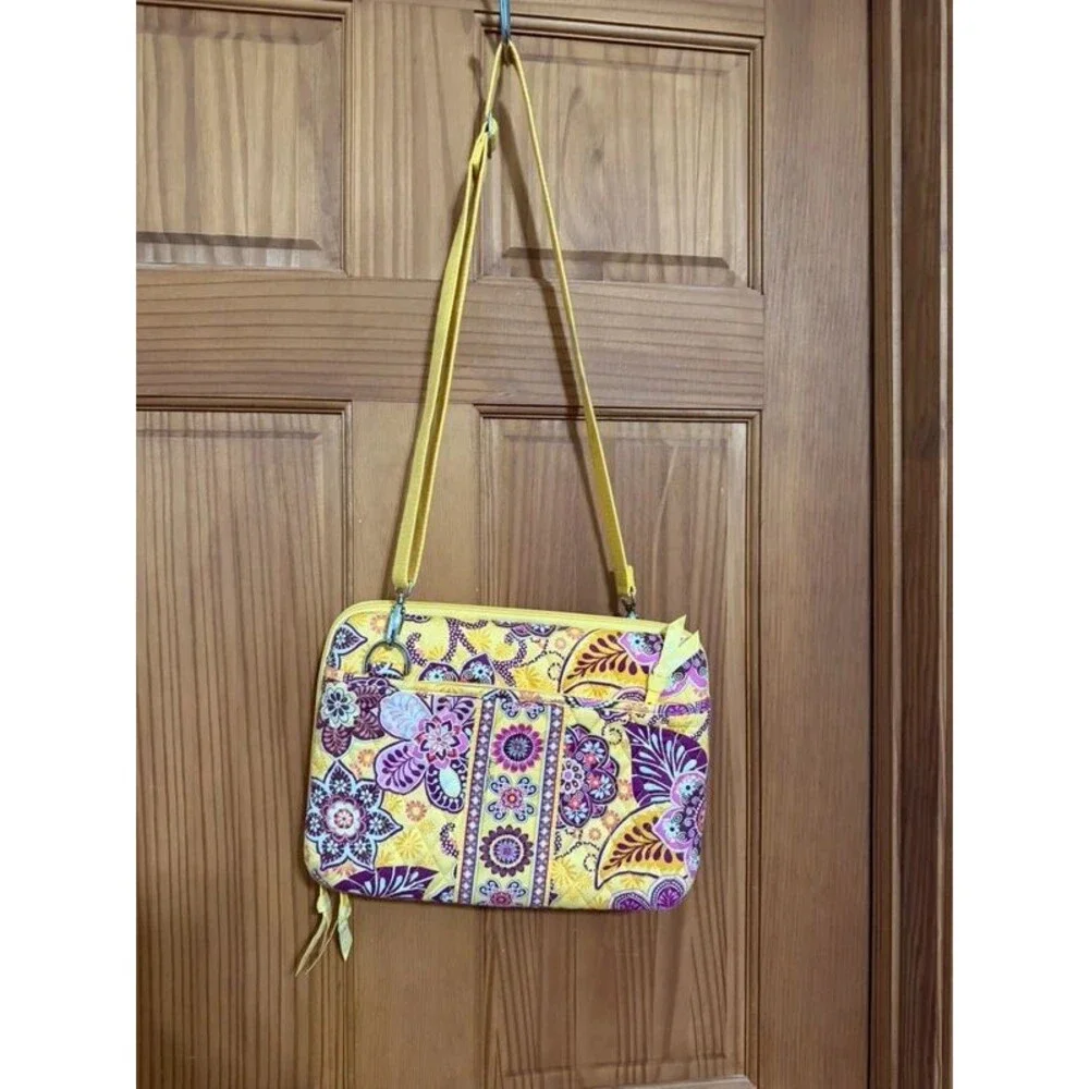 Vera Bradley  Laptop Tablet HardCover case Crossbody Yellow l Paisley Book